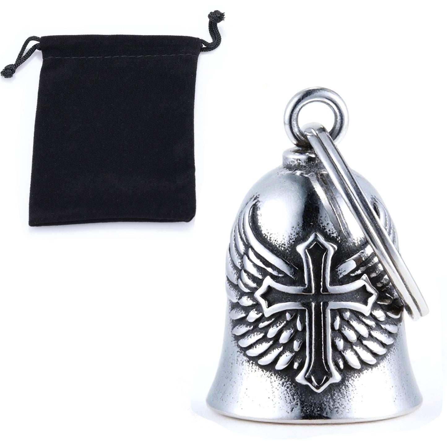 wb008 Punk Knuckle Cross Guardian Bell Keychain - Motorcycle Biker Pendant for Men