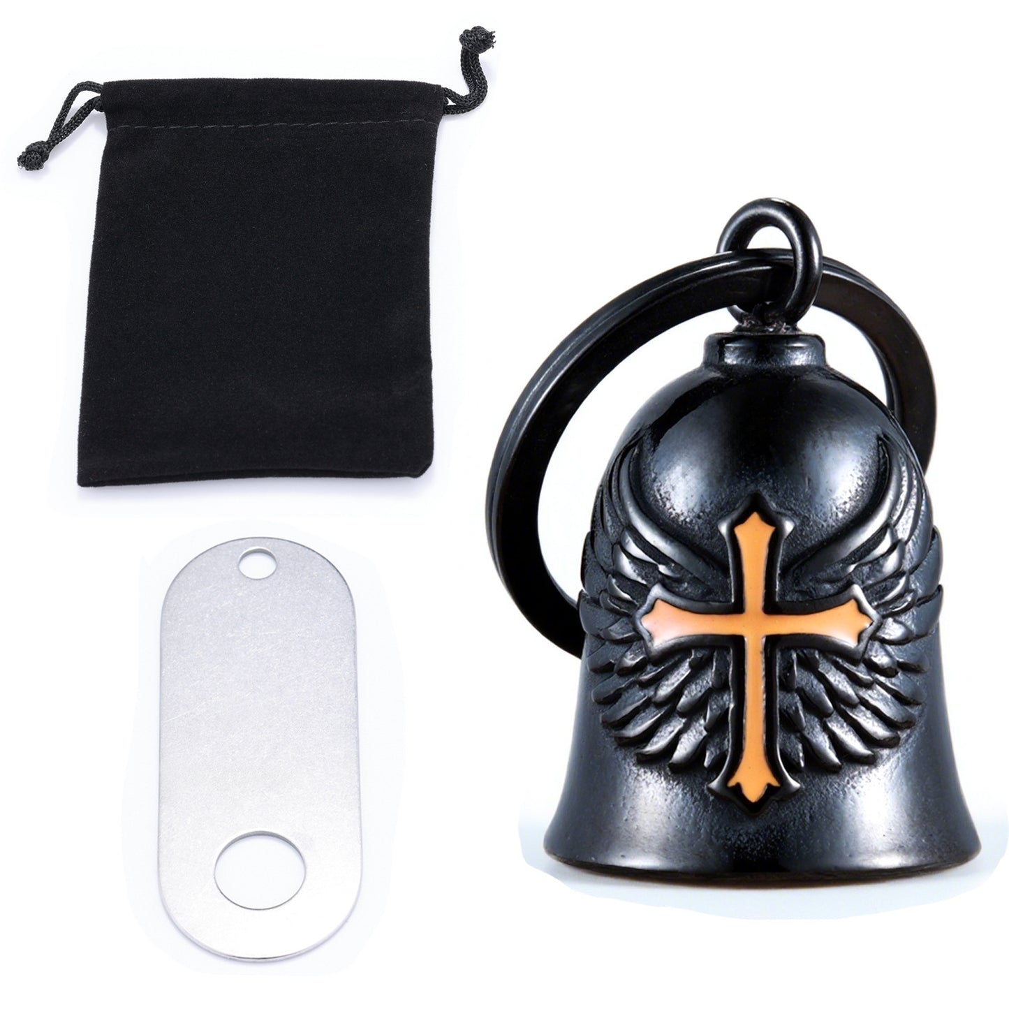 wb008 Punk Knuckle Cross Guardian Bell Keychain - Motorcycle Biker Pendant for Men