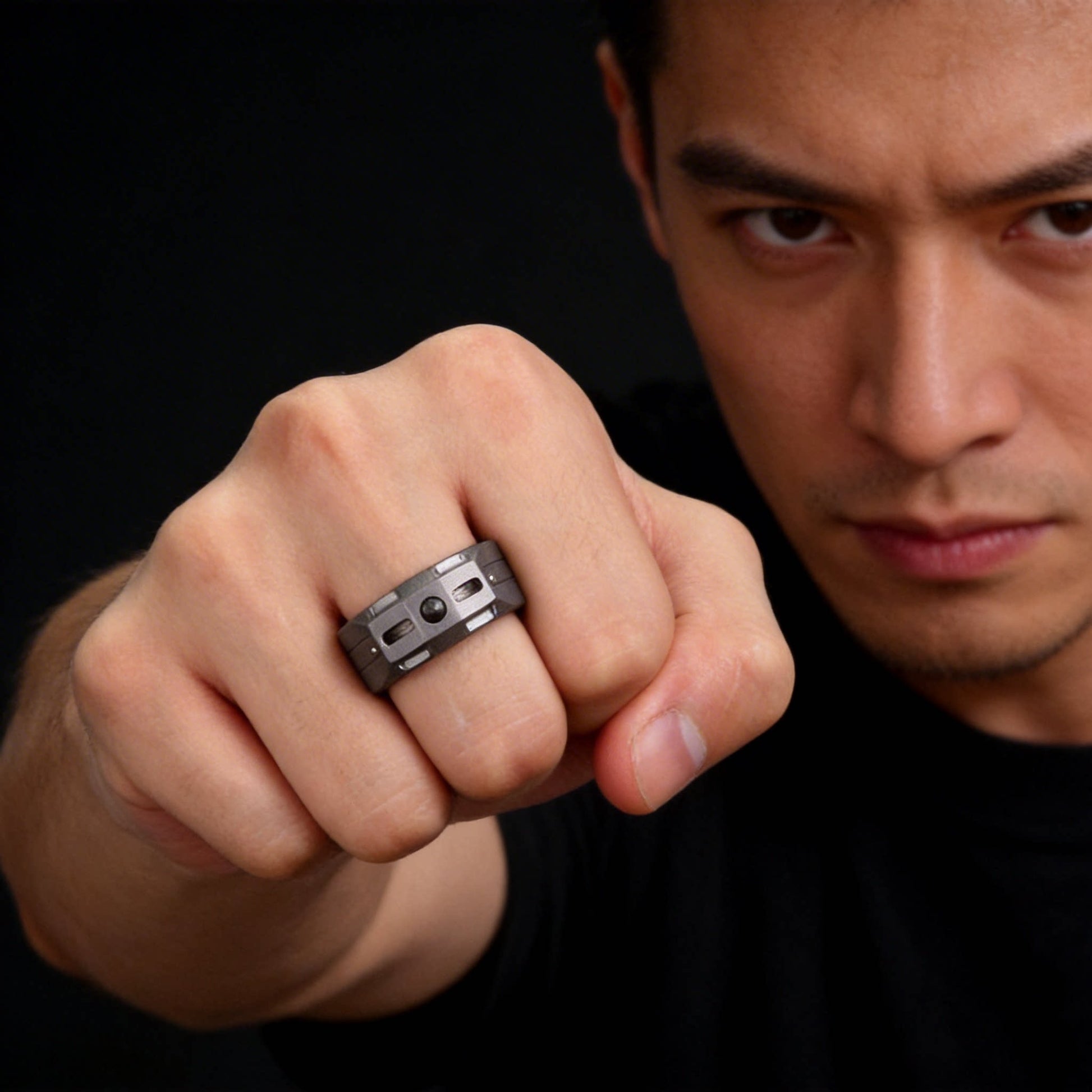 Titanium Alloy Tactical Self-defense Ring Edc Finger Tiger Tungsten - - Titanium EDC Tools