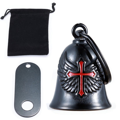 wb008 Punk Knuckle Cross Guardian Bell Keychain - Motorcycle Biker Pendant for Men