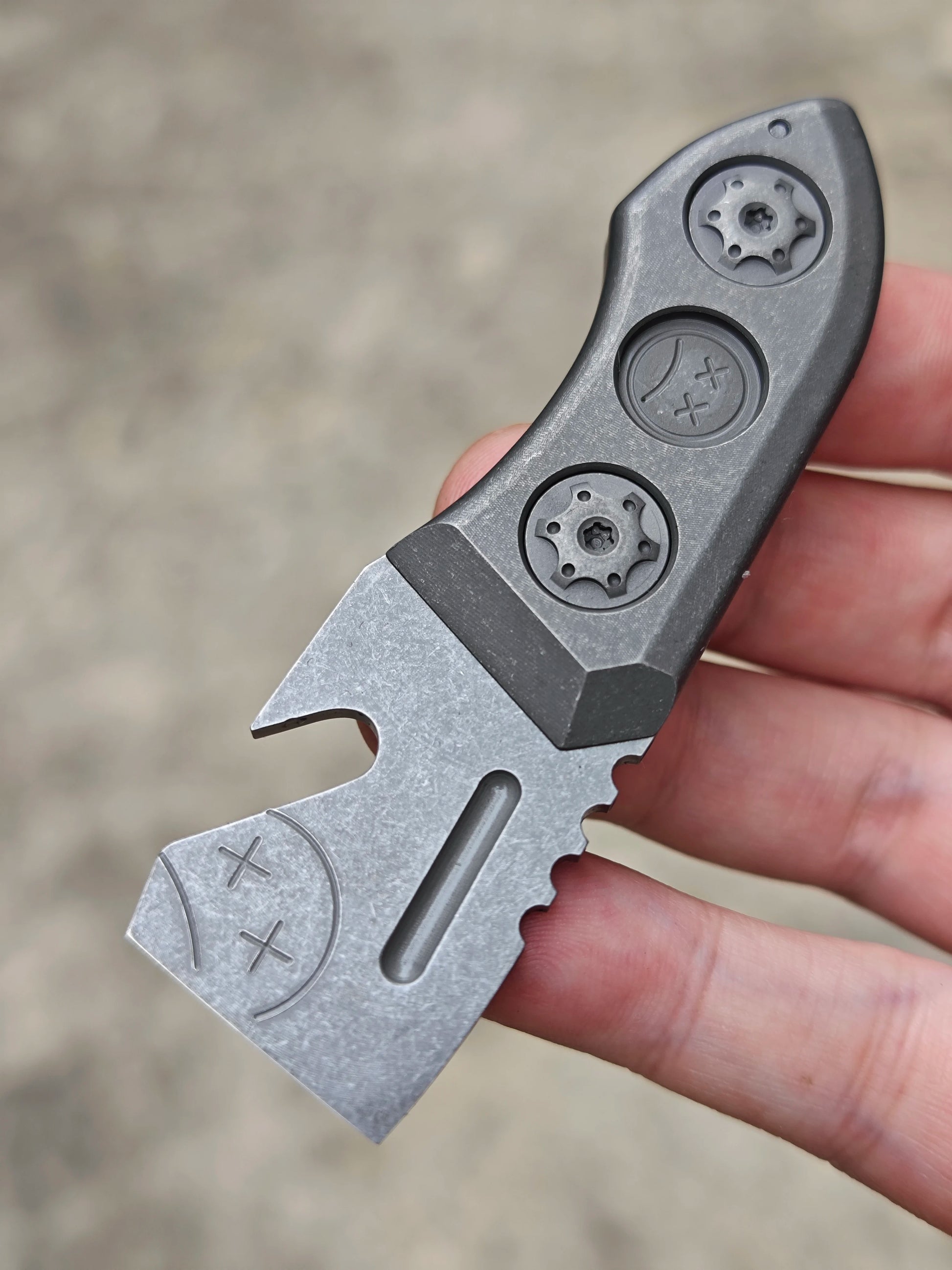 EDC Industrial Design Crying Face Cutter Titanium Handle Portable - Titanium EDC Tools - GODEDC017