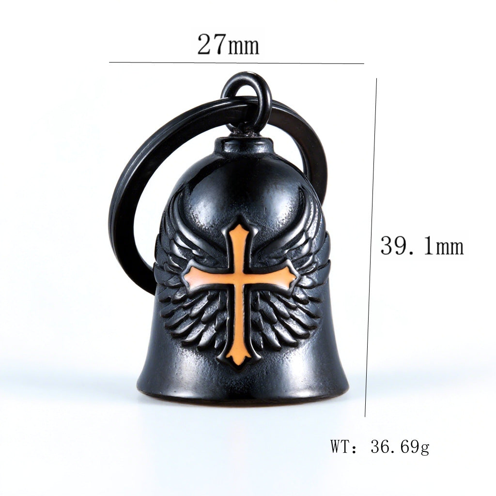 wb008 Punk Knuckle Cross Guardian Bell Keychain - Motorcycle Biker Pendant for Men