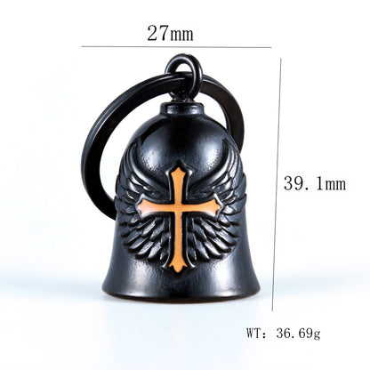 wb008 Punk Knuckle Cross Guardian Bell Keychain - Motorcycle Biker Pendant for Men