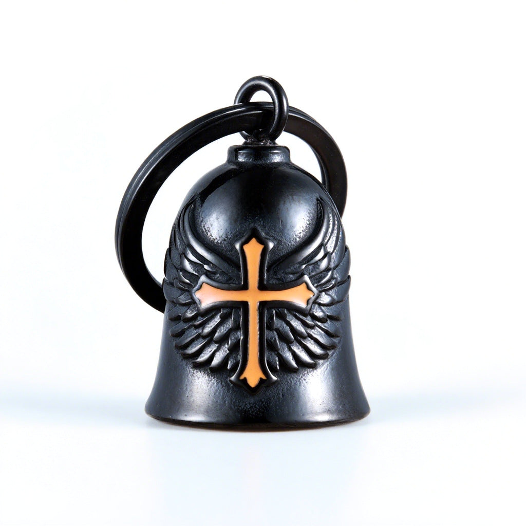wb008 Punk Knuckle Cross Guardian Bell Keychain - Motorcycle Biker Pendant for Men