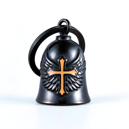 wb008 Punk Knuckle Cross Guardian Bell Keychain - Motorcycle Biker Pendant for Men