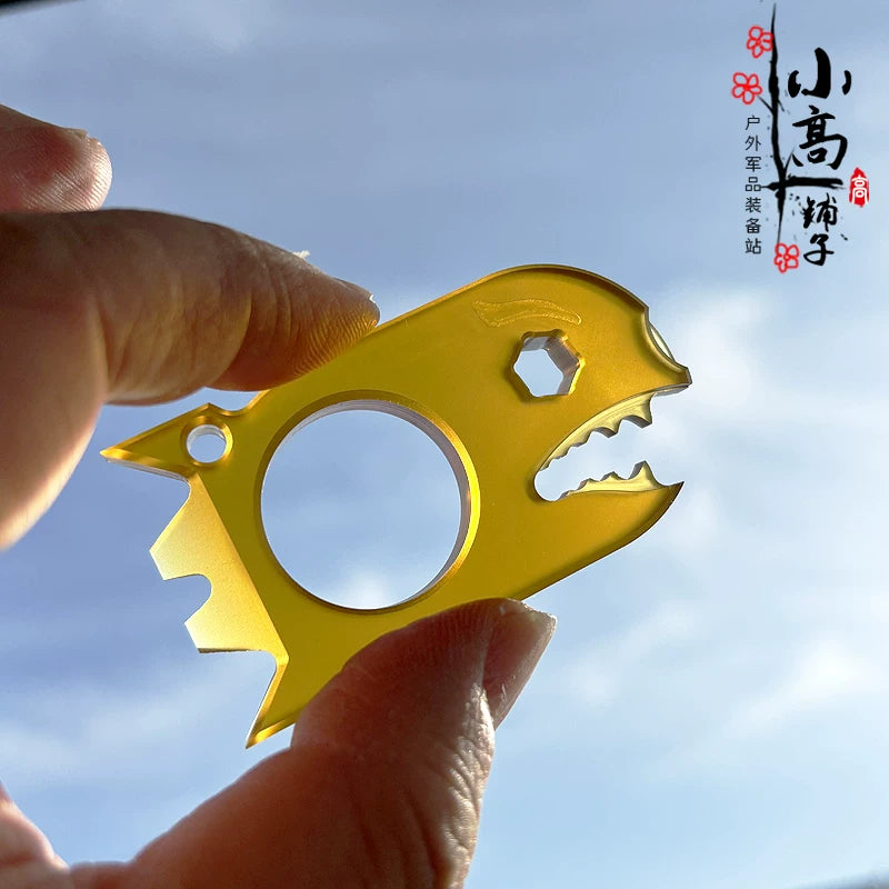 XGEDC Shark Titanium Alloy EDC Multi-Tool Knuckle Duster with Glass Breaker - GODEDC021