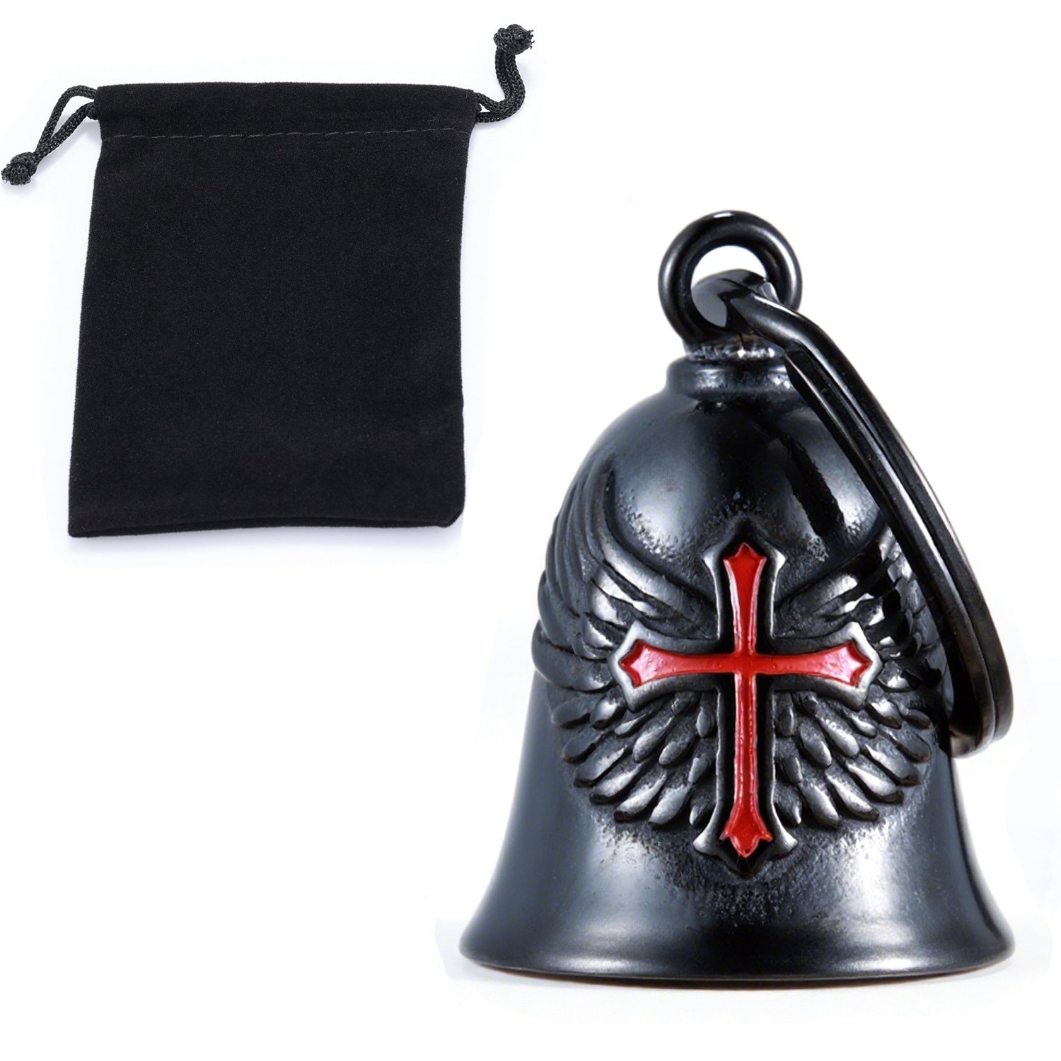 wb008 Punk Knuckle Cross Guardian Bell Keychain - Motorcycle Biker Pendant for Men
