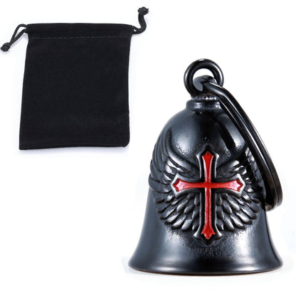 wb008 Punk Knuckle Cross Guardian Bell Keychain - Motorcycle Biker Pendant for Men
