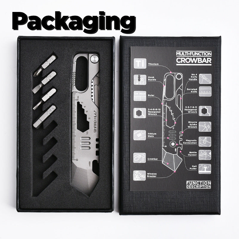 Titanium EDC Outdoor Multifunctional Crowbar Scalpel Saw Camping - Camping & Outdoor - GODEDC022