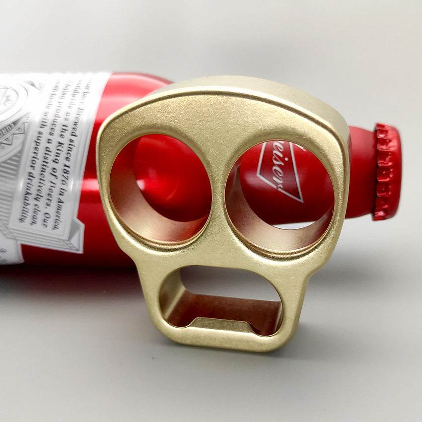 Skull Two Finger Brass Safety Gear Open Bottle EDC