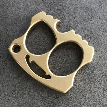 Brass Smiling Skull Two Hole Brass Bottle Opener EDC Keychain Backpack Outdoor Tool