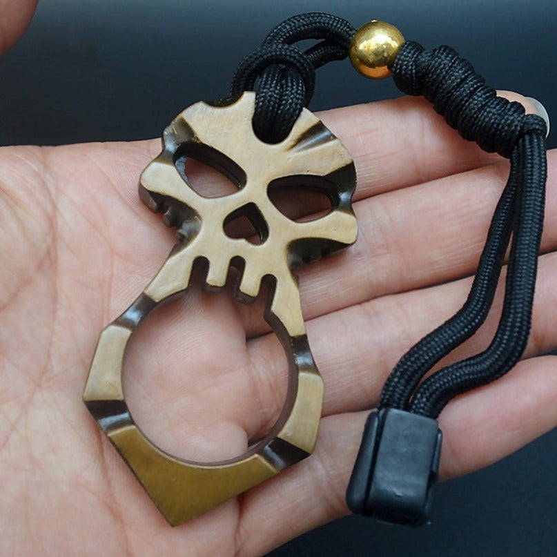 Titanium Skull Love Heart Hole Single Finger Bottle Opener Outdoor Tool
