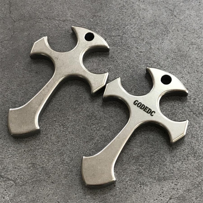 Pendant GODEDC Titanium Cross Necklace Keychain Backpack EDC Tool