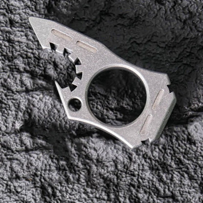 Titanium Bottle Opener Shark Outdoor EDC Backpack Keychain Tool