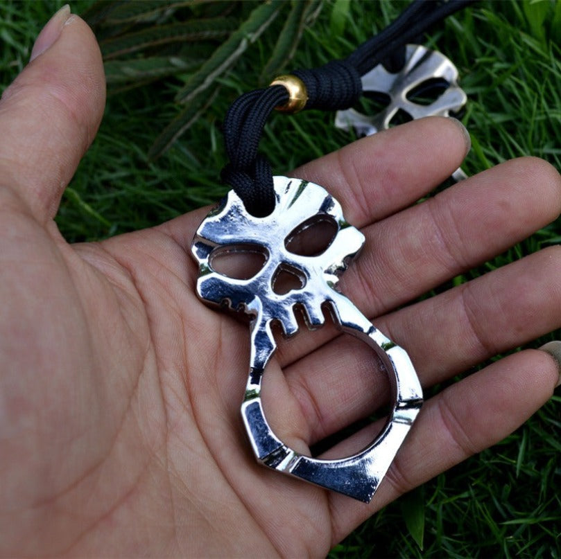 Titanium Skull Love Heart Hole Single Finger Bottle Opener Outdoor Tool