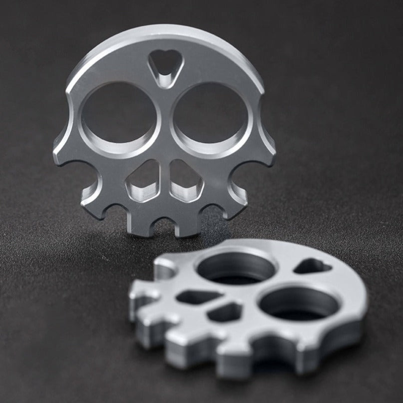 Titanium Silver Titanium Plated Skull Multifunctional EDC Tool