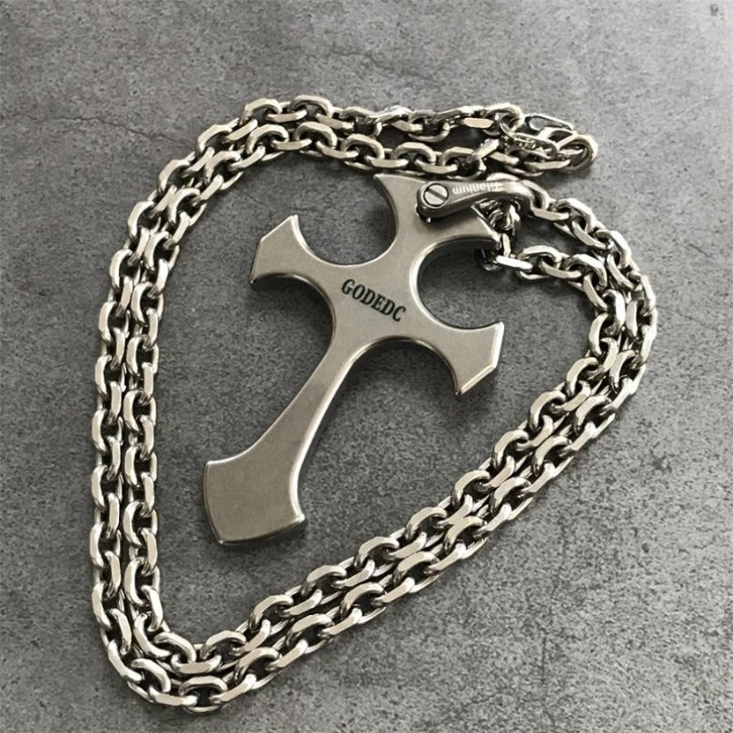 Titanium Pendant GODEDC Titanium Cross Necklace Keychain Backpack EDC Tool