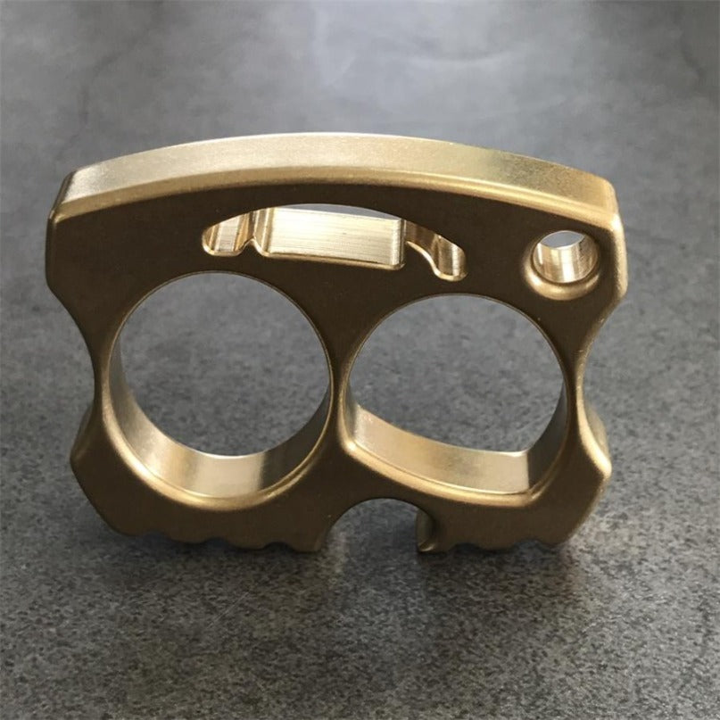 Brass Smiling Skull Two Hole Brass Bottle Opener EDC Keychain Backpack Outdoor Tool
