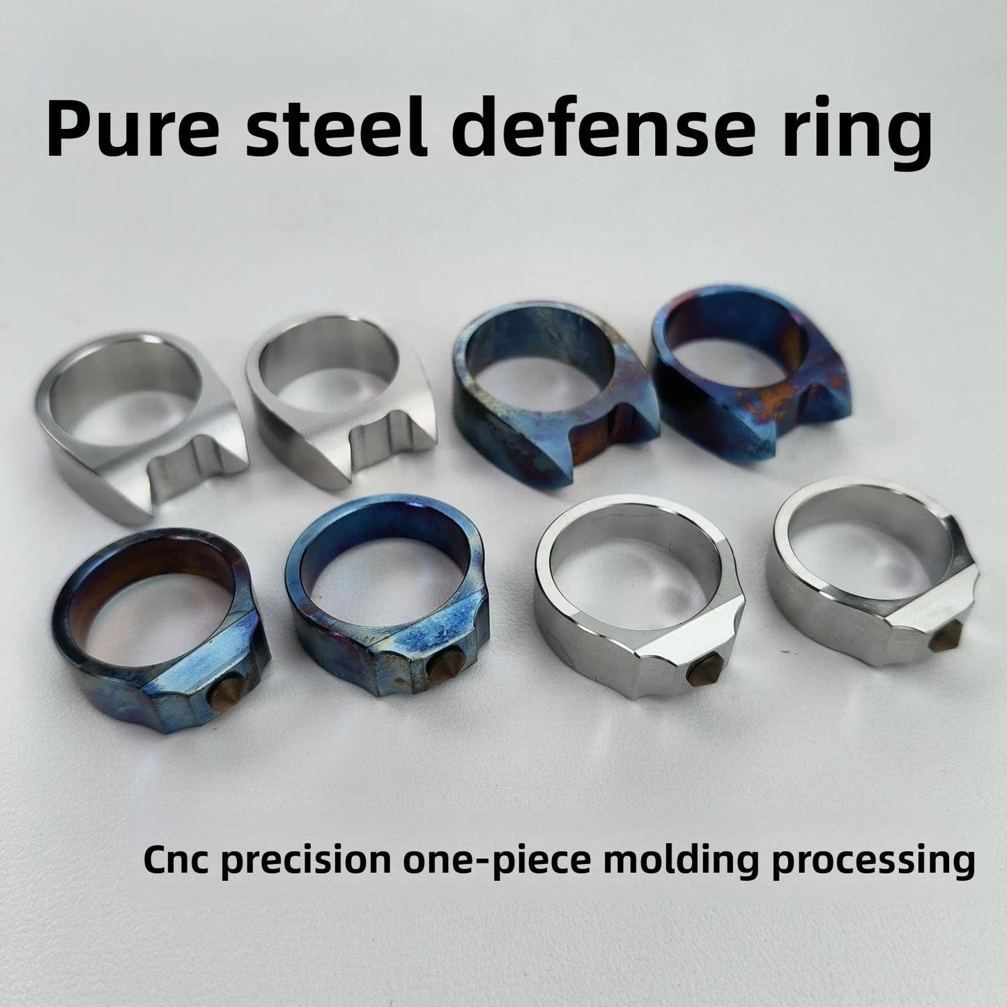 304 Stainless Steel Single Finger Tiger Cat Ear Ring Men and - Steel EDC Tools