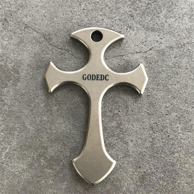 Titanium Pendant GODEDC Titanium Cross Necklace Keychain Backpack EDC Tool