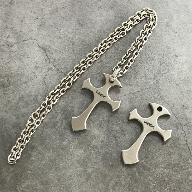 Titanium Pendant GODEDC Titanium Cross Necklace Keychain Backpack EDC Tool