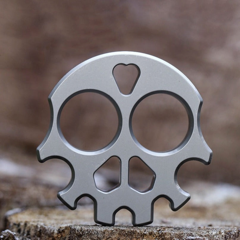Titanium Silver Titanium Plated Skull Multifunctional EDC Tool