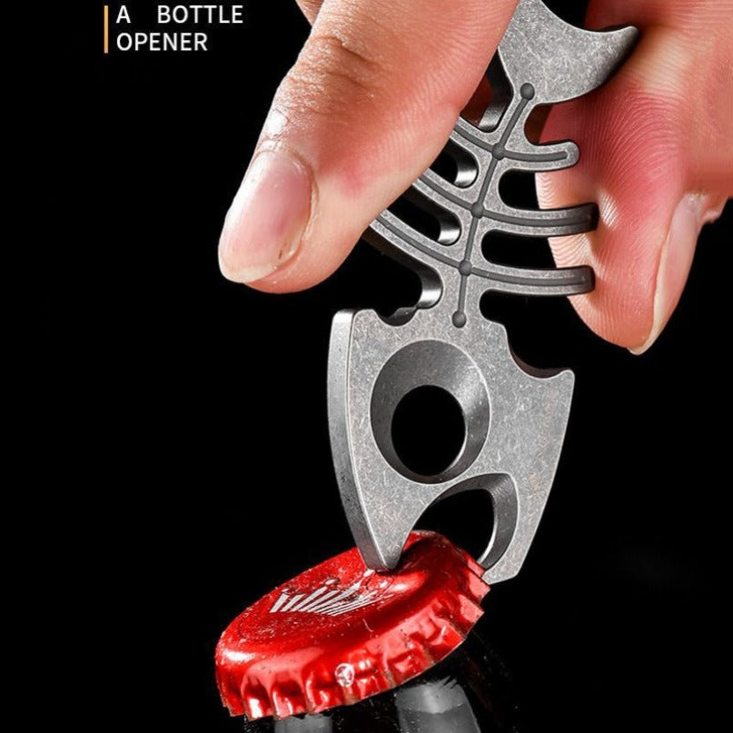 Titanium Bottle Opener Multifunctional Rope Hole Titanium EDC Tool Backpack
