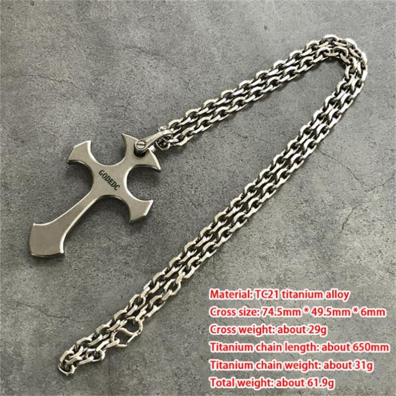 Titanium Pendant GODEDC Titanium Cross Necklace Keychain Backpack EDC Tool
