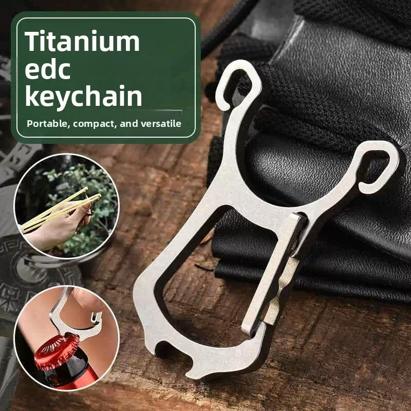 Multifunctional Titanium Alloy Keychain Outdoor Waist Hanging EDC Slingshot - Titanium EDC Tools
