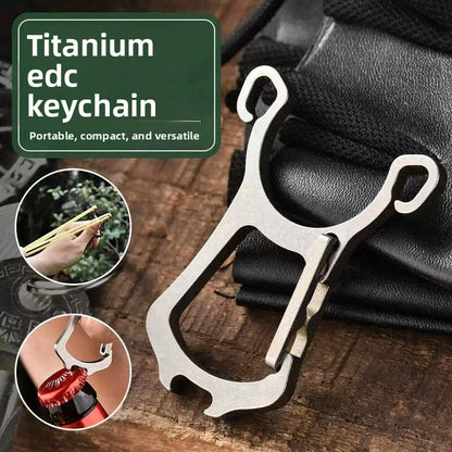Multifunctional Titanium Alloy Keychain Outdoor Waist Hanging EDC Slingshot - Titanium EDC Tools