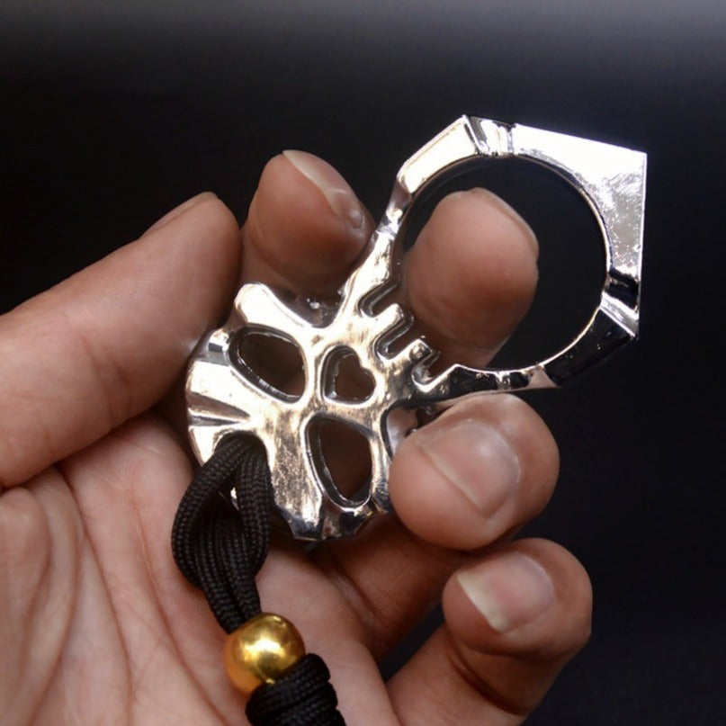 Titanium Skull Love Heart Hole Single Finger Bottle Opener Outdoor Tool