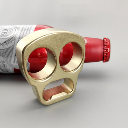 Skull Two Finger Brass Safety Gear Open Bottle EDC